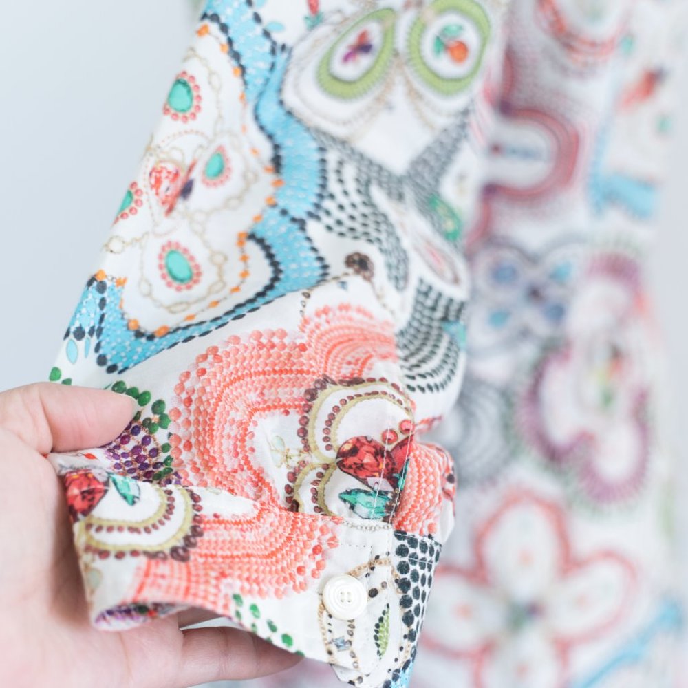 Etcetera Silk Collared Geometric Print Lightweigh… - image 6